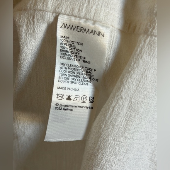 Zimmermann Cream Oversized Shirt with Embroidered Details - Picture 8 of 11